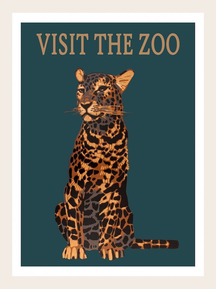 Vintage Leopard Visit The Zoo Poster