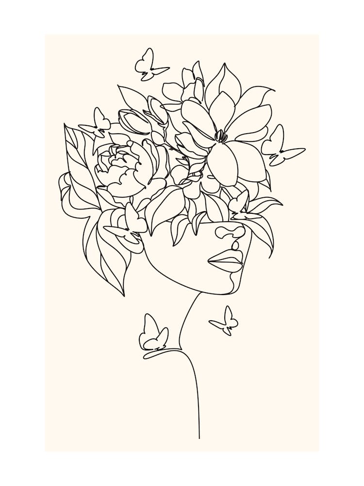 Woman With Flowers In Her Head