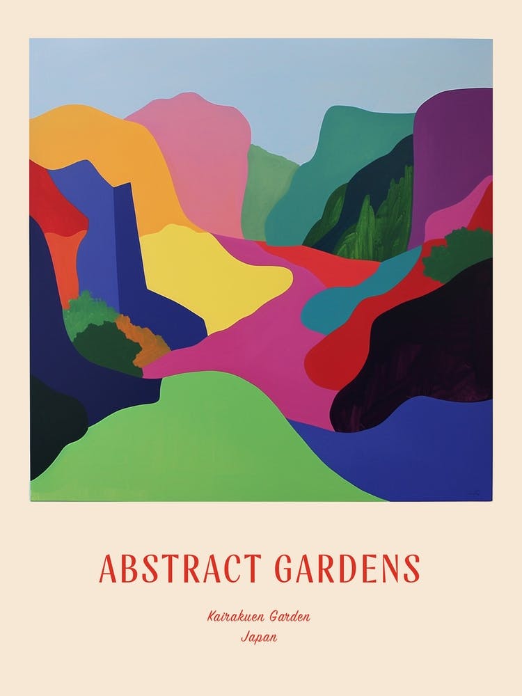Colourful Gardens Kairakuen Japan 1 Red Poster