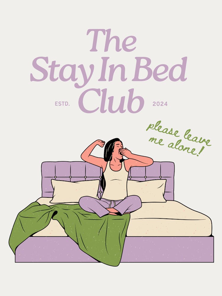 The Stay in Bed Club Print | Homebody Decor | Homebody Wall Art | Homebody Print | Colorful Maximalist | Funky Decor | Bedroom Art | Dorm | 2