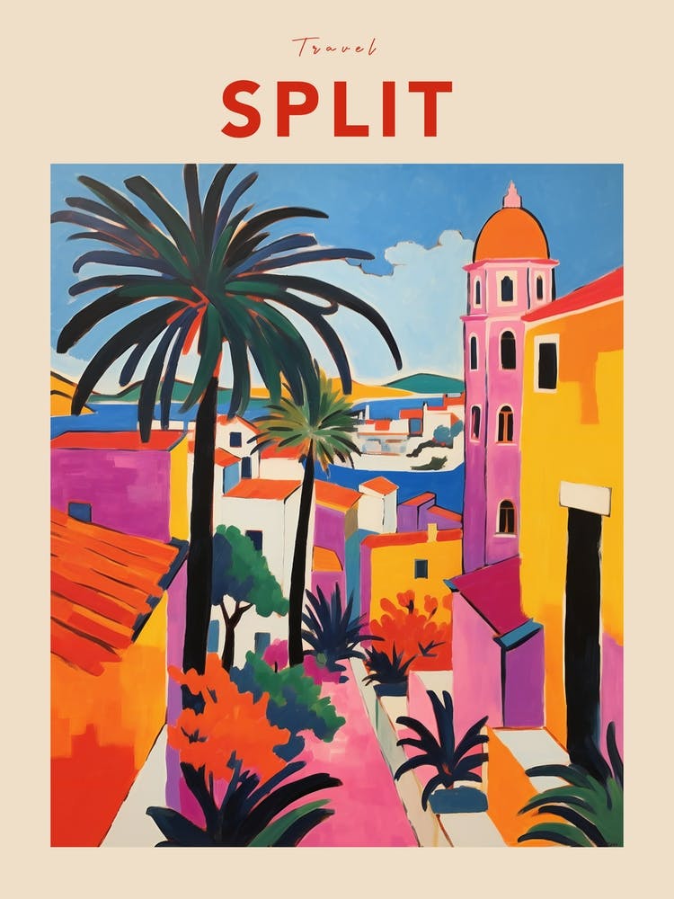 Split Croatia Fauvist Travel Poster