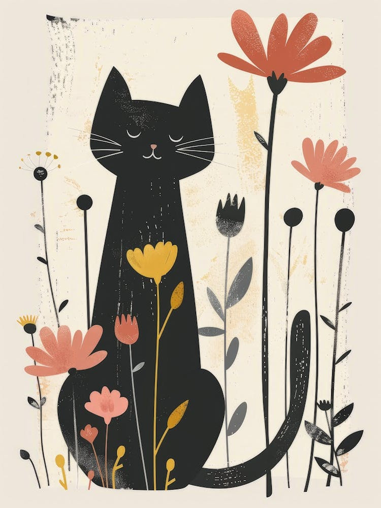 Cat In Flowers 3
