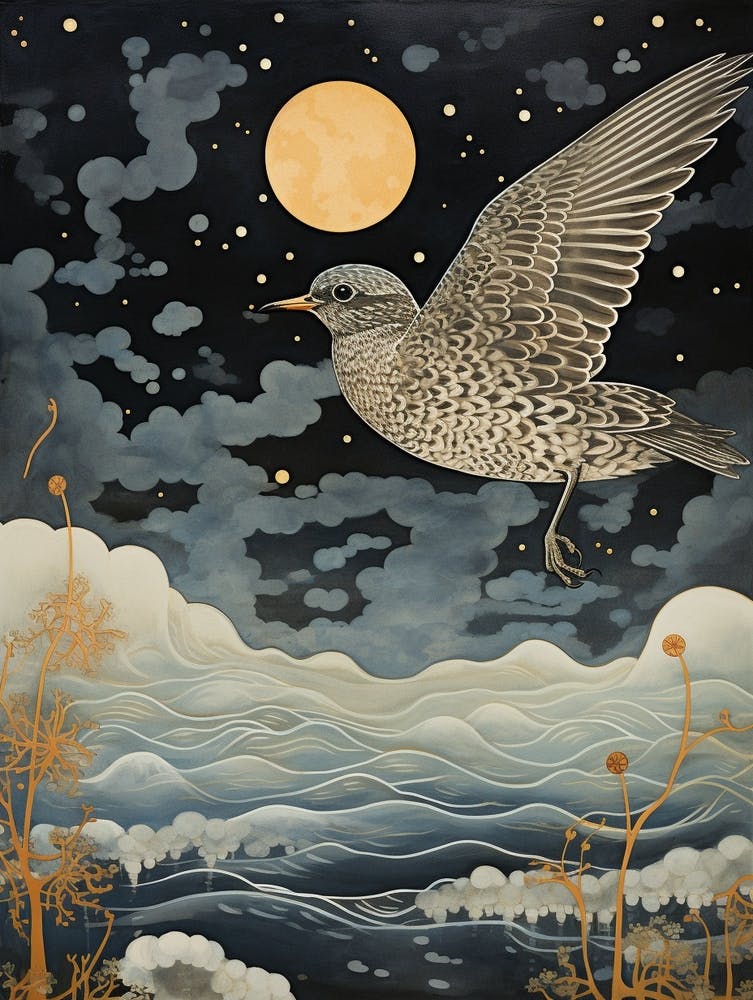 Grey Plover 1 Gold Detail Painting