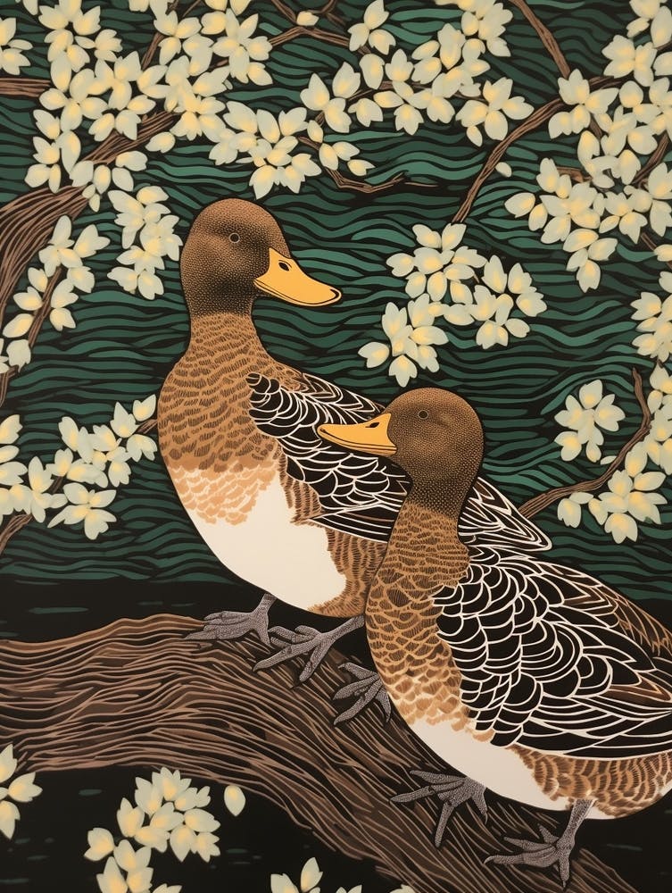 Affiche Art Nouveau Oiseaux - Canard 4