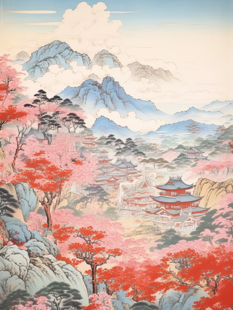 Shikoku Pilgrimage In Shikoku, Ukiyo E Drawing 1