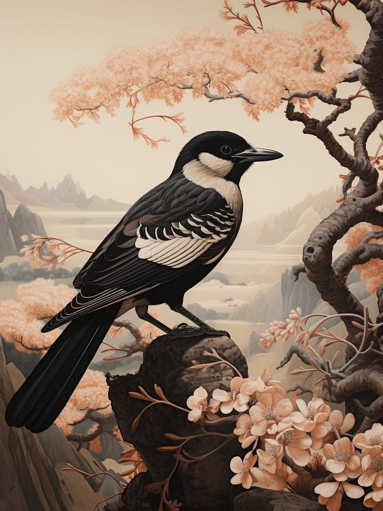 Dark And Moody Botanical Magpie 1