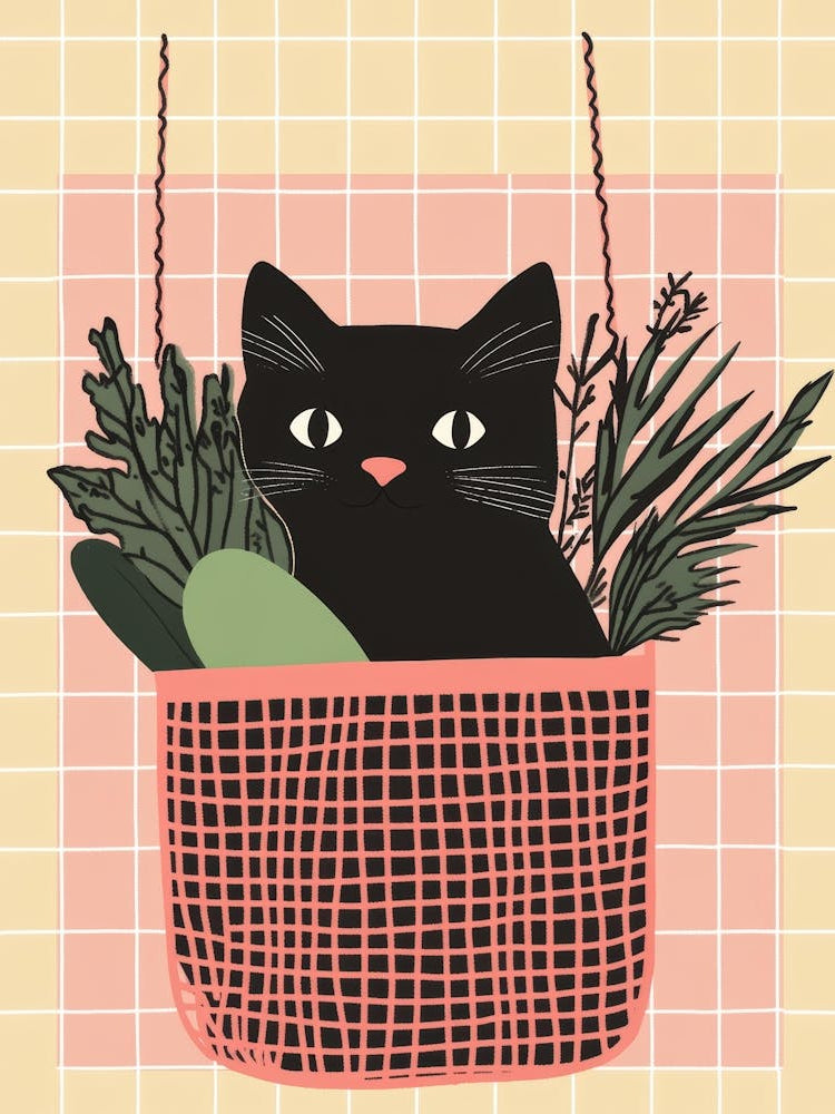 Black Cat In A Basket 1