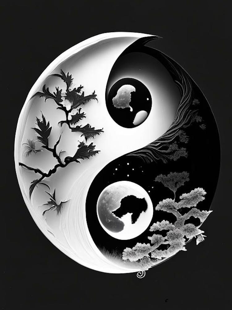 Black And White Yin and Yang 3, Illustration