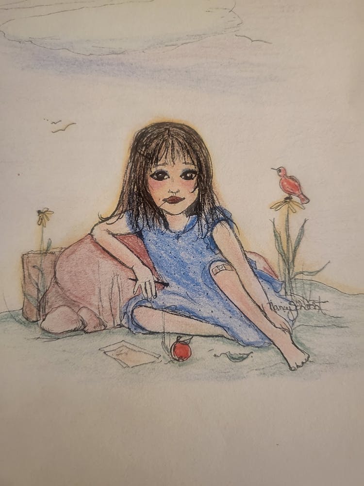 Little Girl In Blue Dress