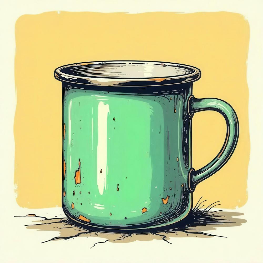 Green Enamel Mug
