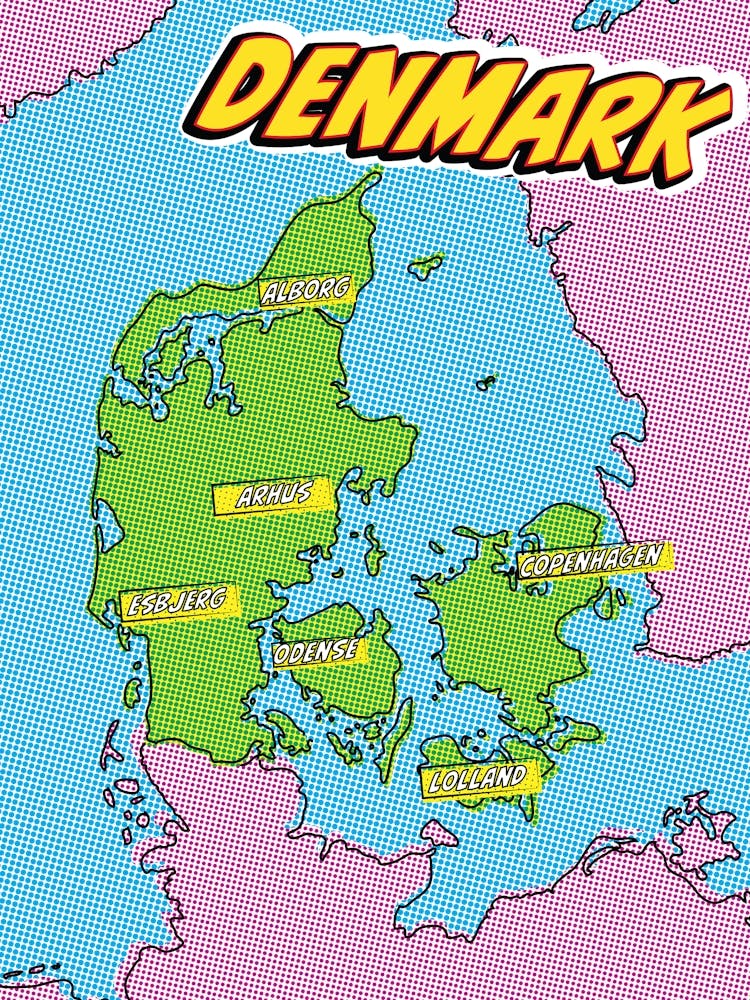 Denmark Pop Art Map