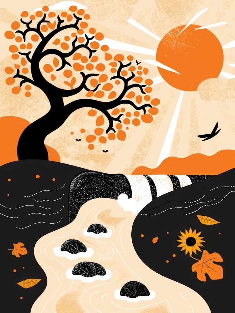 Autumn Tree And Stream