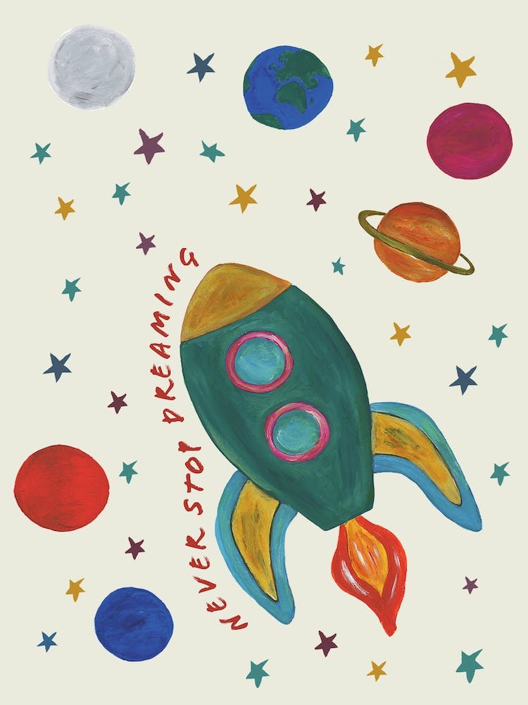 Space Rocket In Earthy Tones Nursery