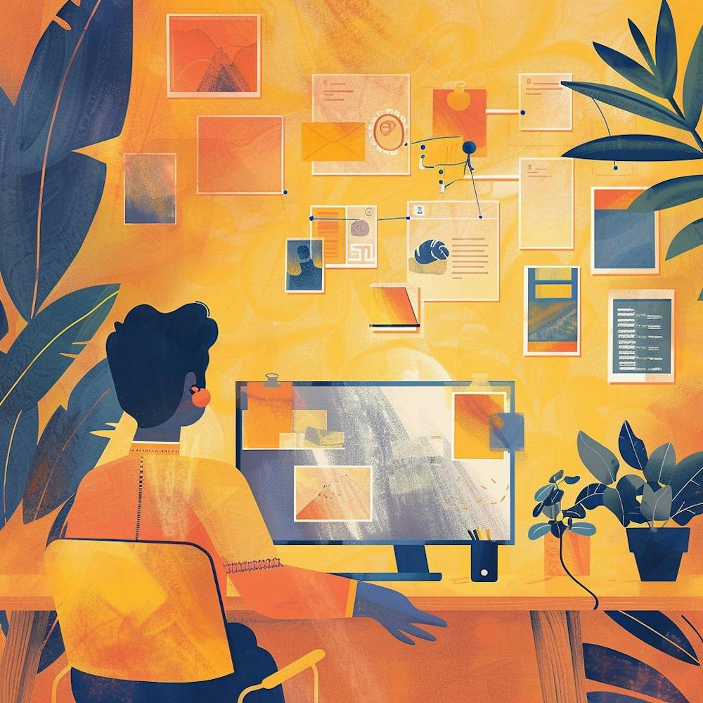 Illustration Of A Person Working At A Computer