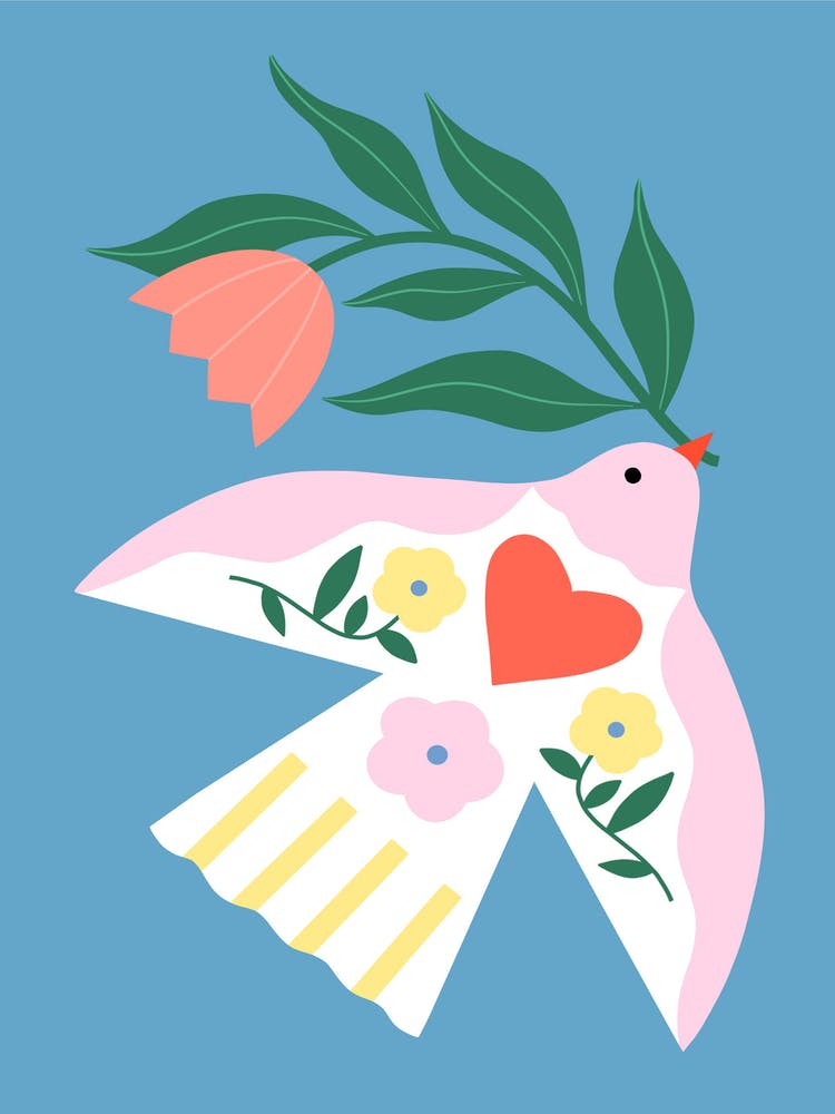 Dove with Flower