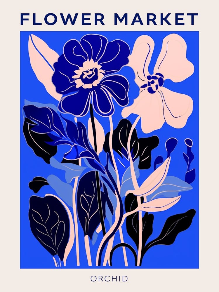 Affiche Marché Aux Fleurs Bleu Orchidée 1