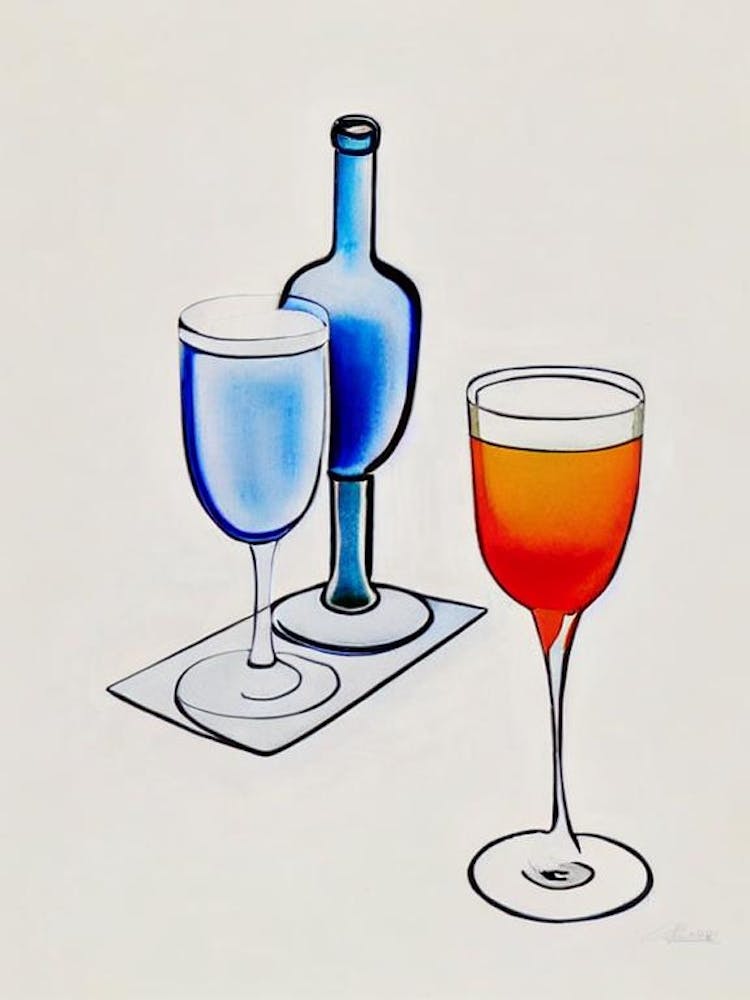 Aviation Picasso Line Drawing Cocktail Poster