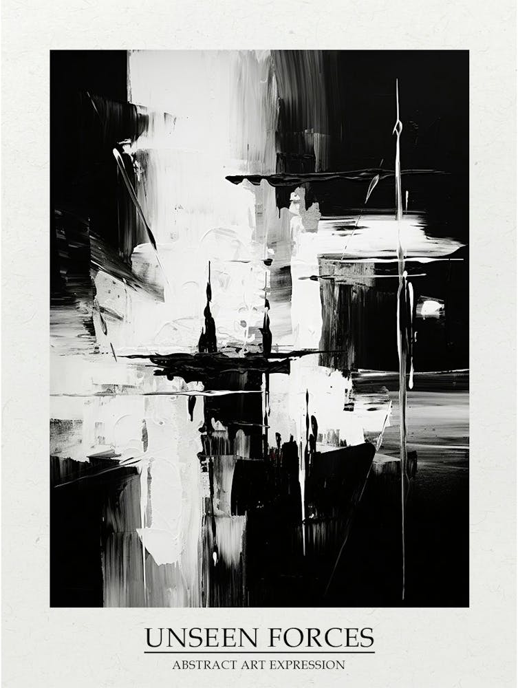 Unseen Forces Abstract Black And White 5 Poster