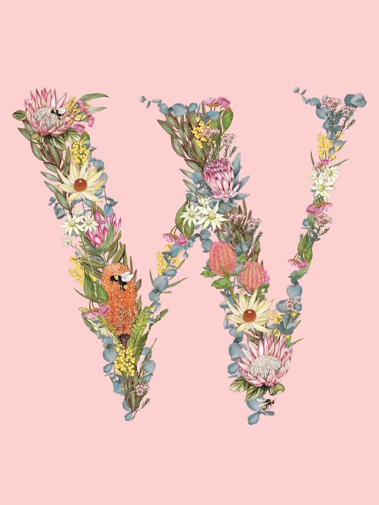 W Pink Alphabet Letter