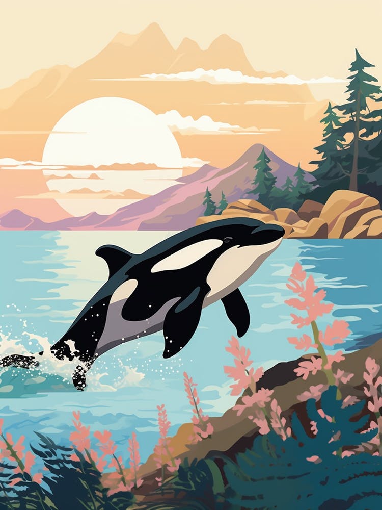 Orca Whale By Rocky Coastline3