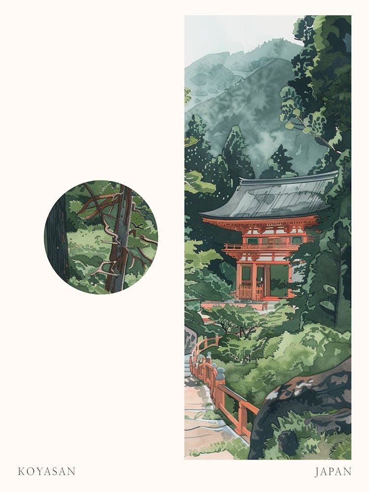 Koyasan Japan 3 Cut Out Travel Poster