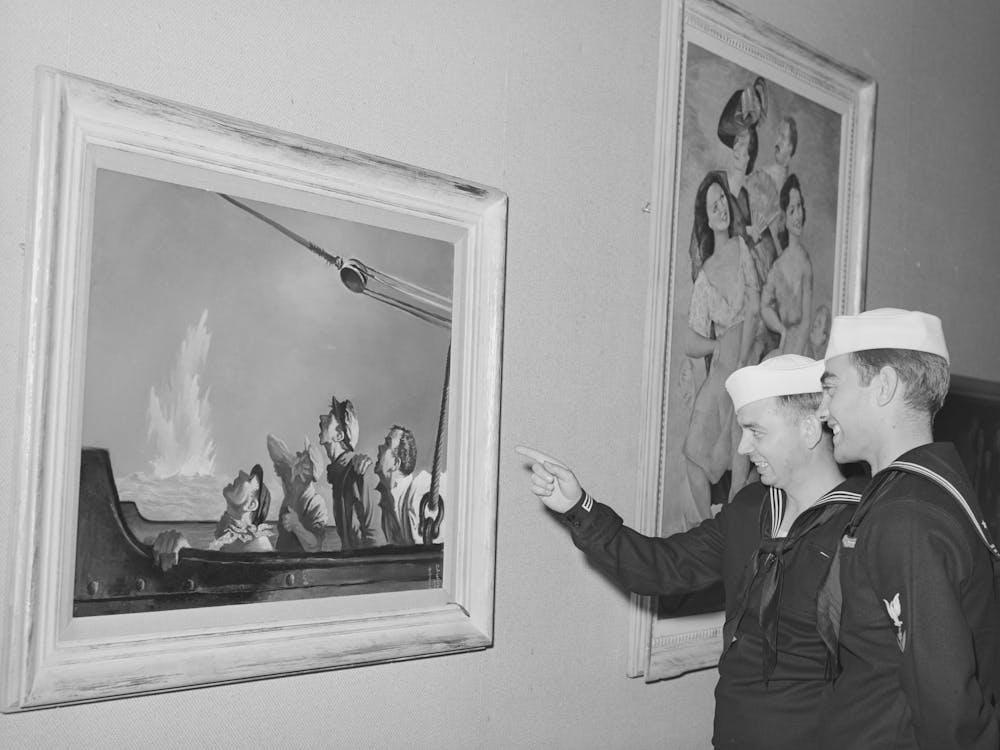 Sailors Looking At Paintings Of George Schrieber S At The Fine Arts Building, This Is A Part Of The Long Voyage Home