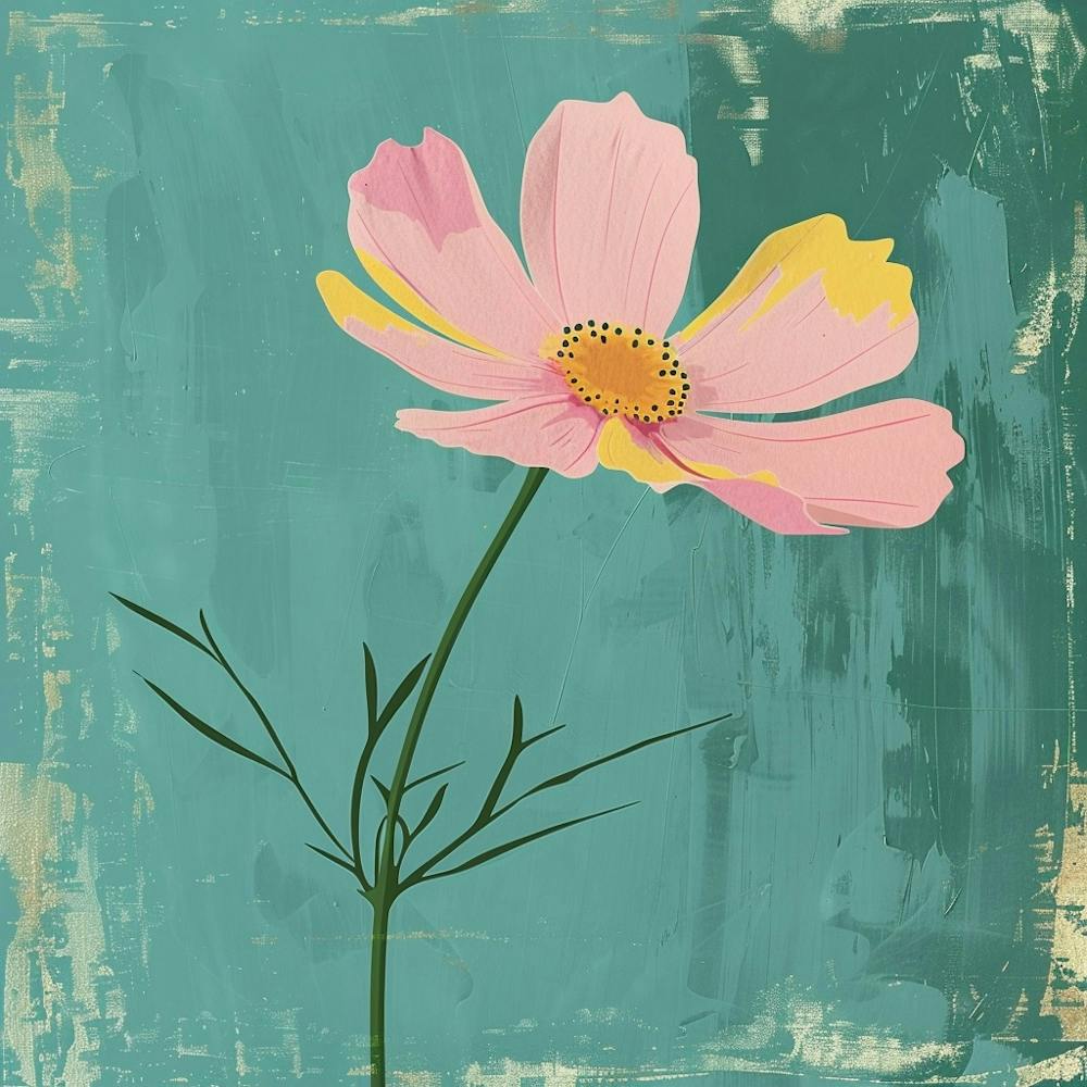 Cosmos 2 Square Flower Illustration