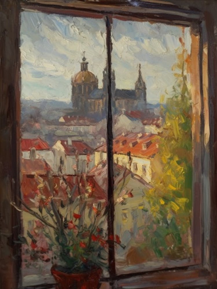 Window View Of Prague In The Style Of Impressionism 4