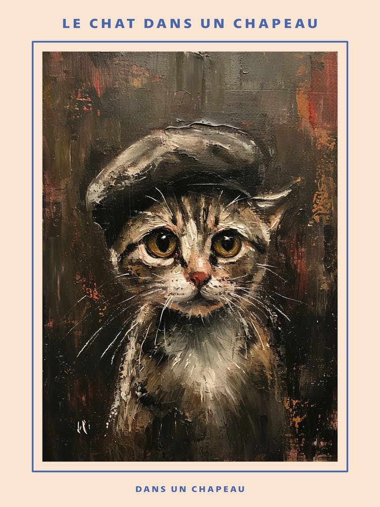 Kitsch Cat In A Beret 4 Poster