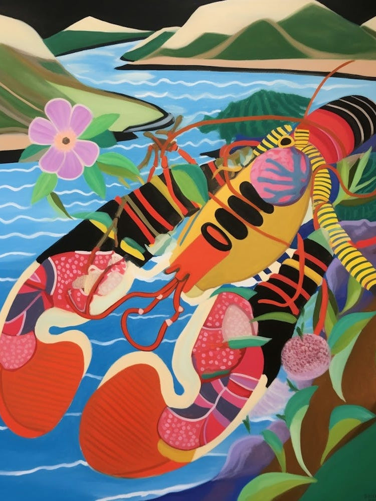 Maximalist Animal Painting Lobster