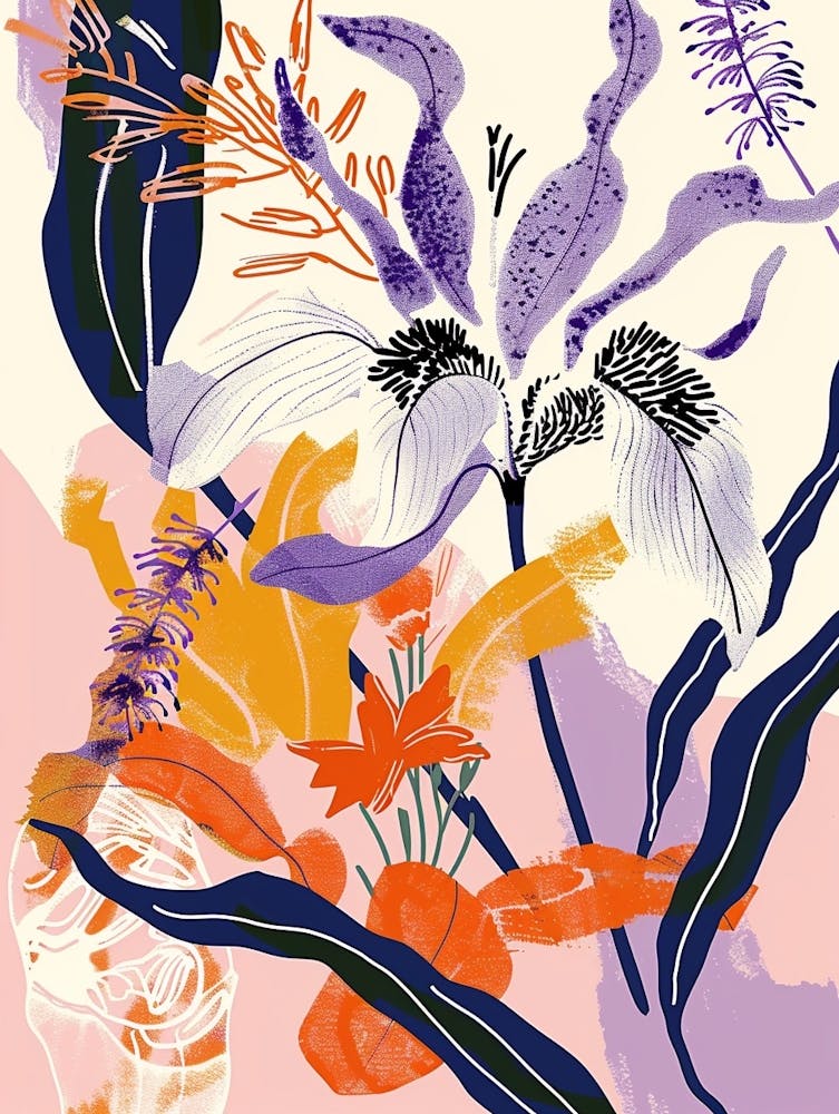 Colourful Flower Illustration Lavender 2