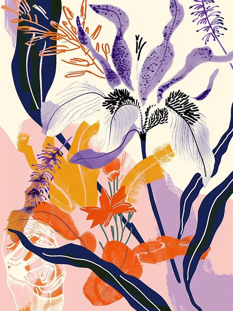 Colourful Flower Illustration Lavender 2