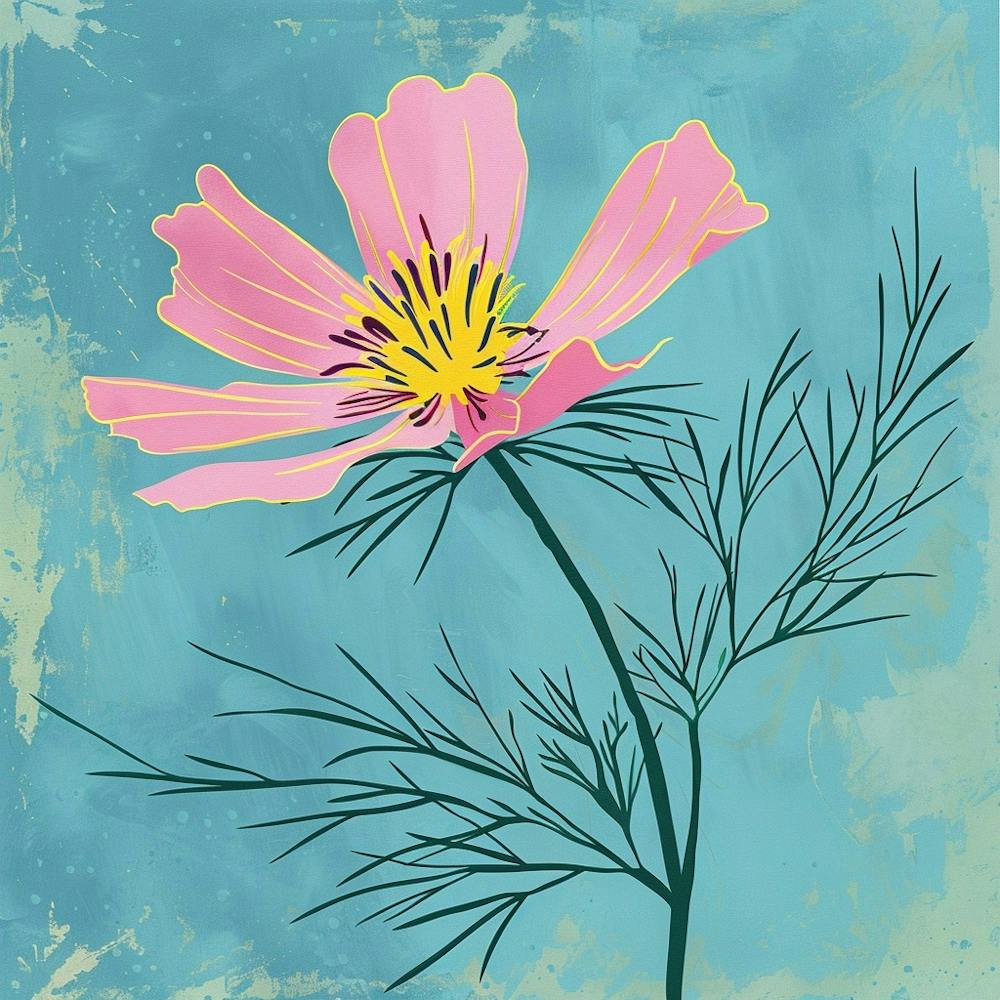 Love In A Mist 4 Square Flower Illustration