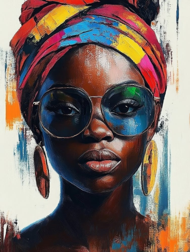 Femme Africaine Colorée Avec des Lunettes de Soleil
