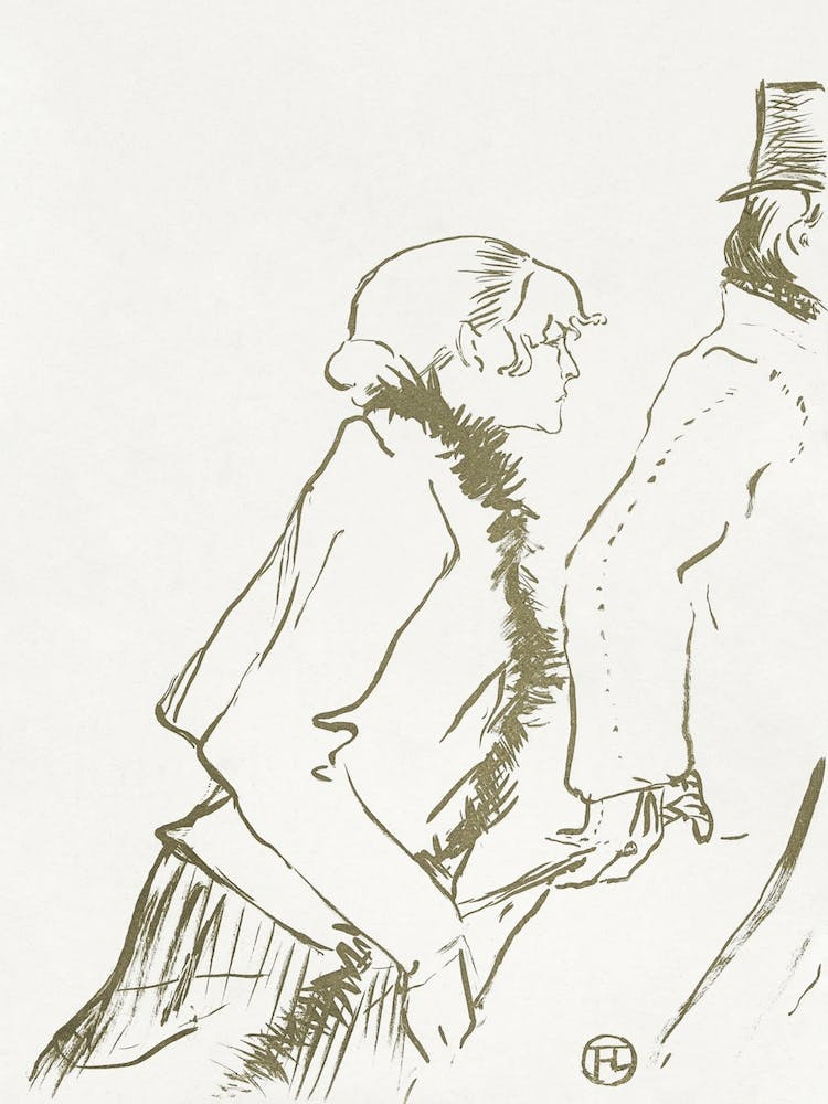 Ontwerp Voor Omslag Muziekblad Pauvre Pierreuse Met Lopende Vrouw En Man (1893), Henri de Toulouse-Lautrec