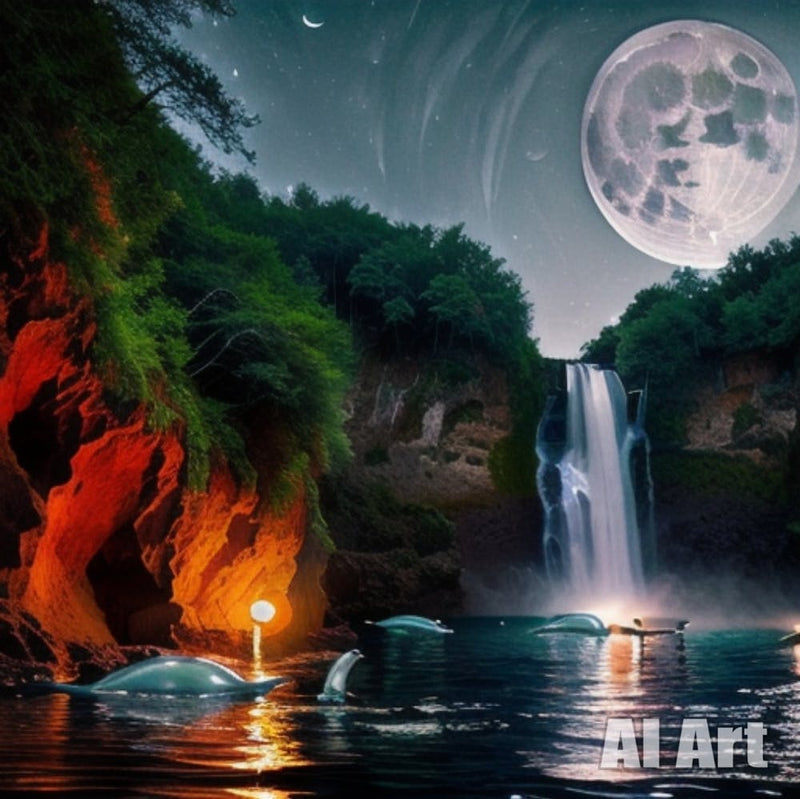 Waterfall At Night