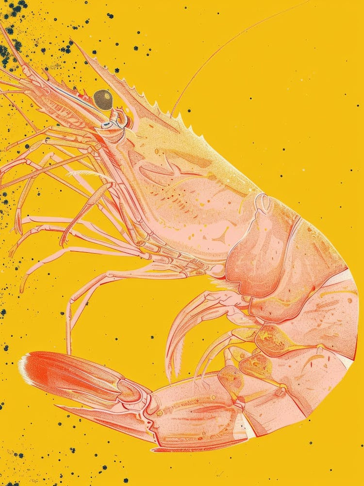 Shrimp On Yellow Background 2