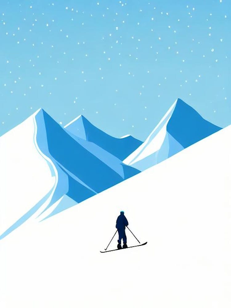 Les Deux Alpes, France Minimal Skiing Poster