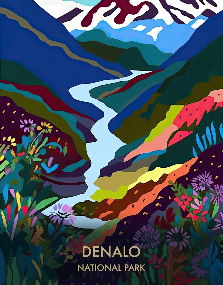 Denalo National Park Travel Poster Matisse Style 1