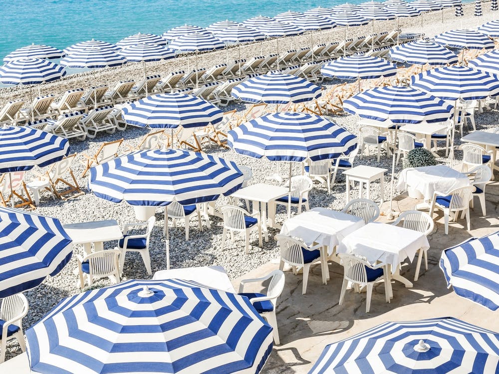 Blue White Umbrella Stripes