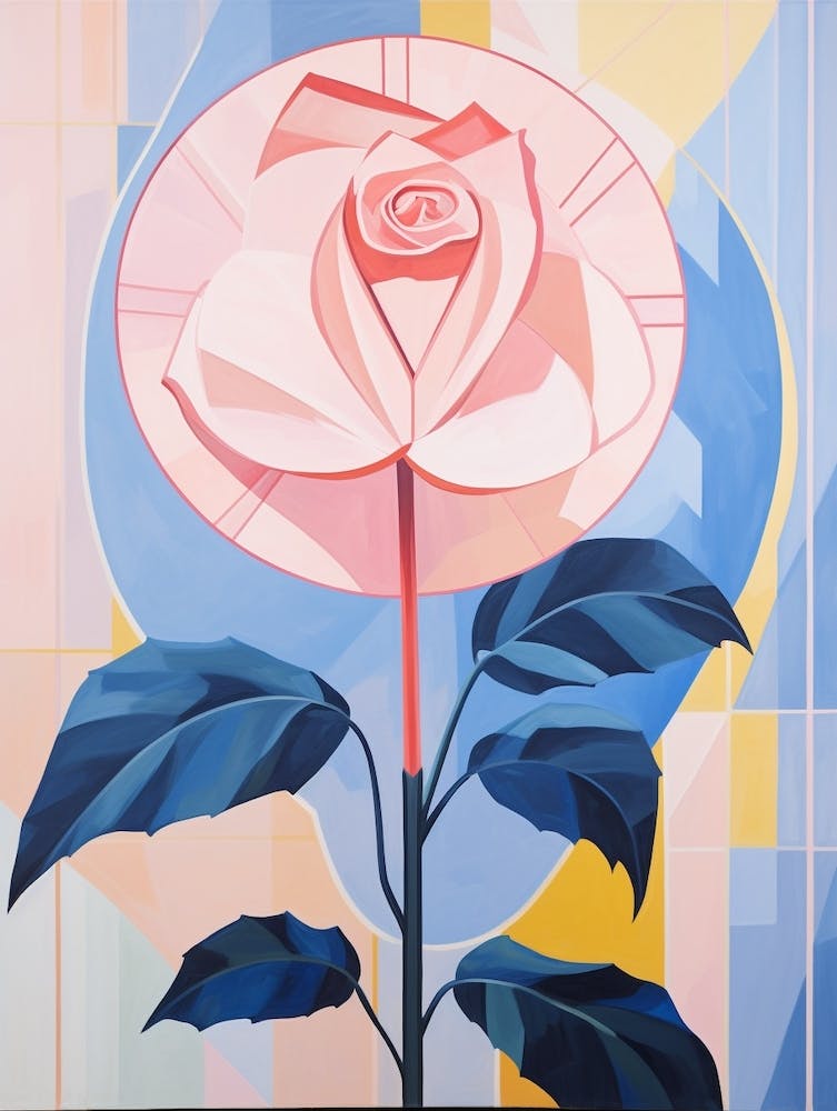 Rose 4 Hilma Af Klint Inspired Pastel Flower Painting