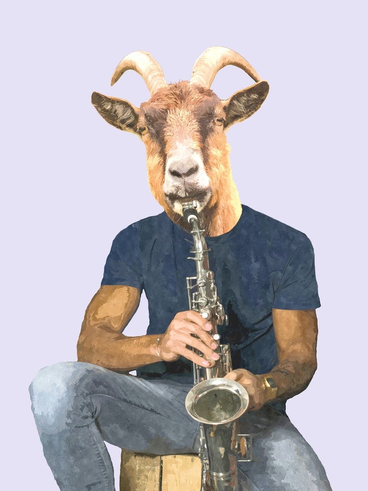 Goat Musician Illustration