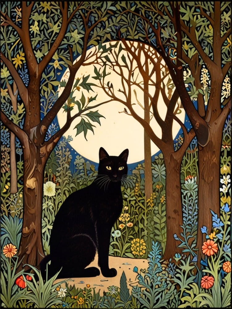 William Morris Black Cat In The Forest 42