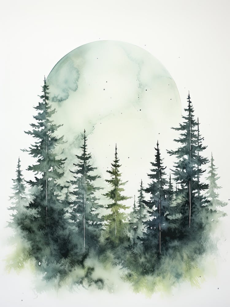 Watercolour Of Whakarewarewa Forest   New Zealand 1