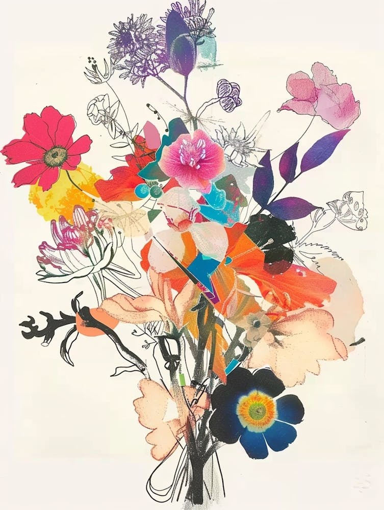 Everlasting Flower 3 Collage Flower Bouquet