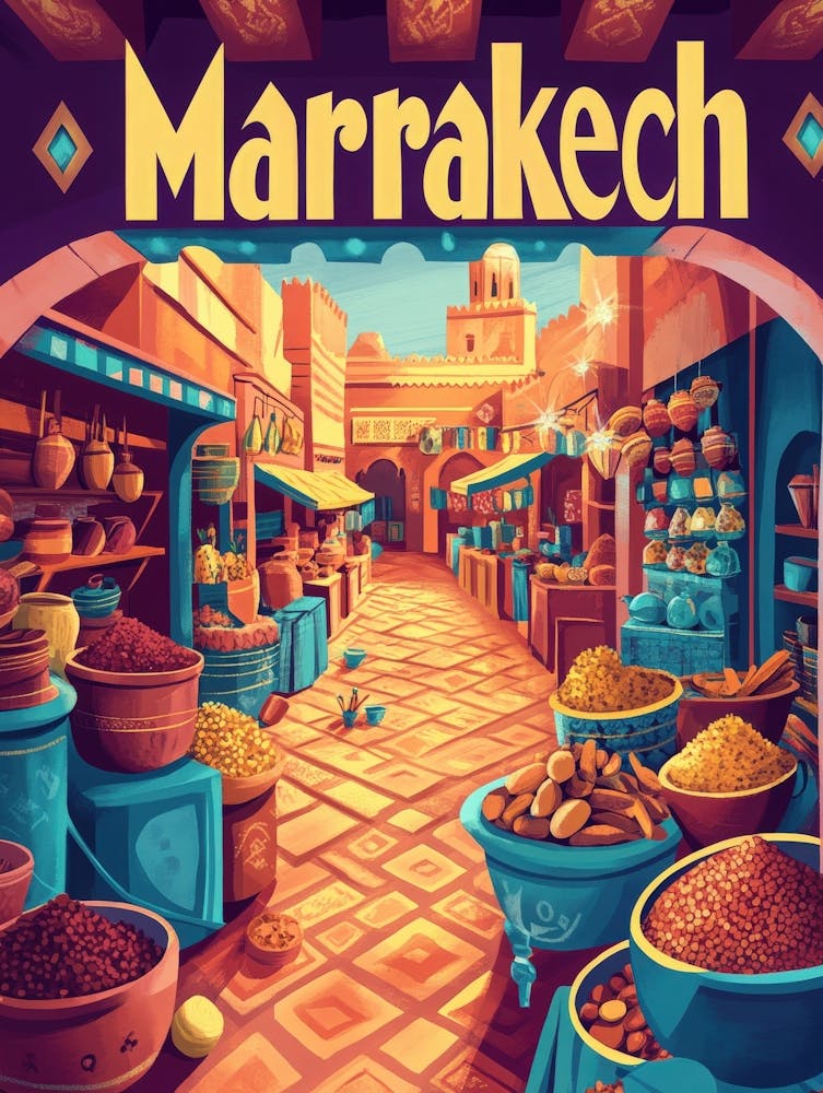 Aihrgdesign A 1970s Inspired Travel Poster For Marrakech 1