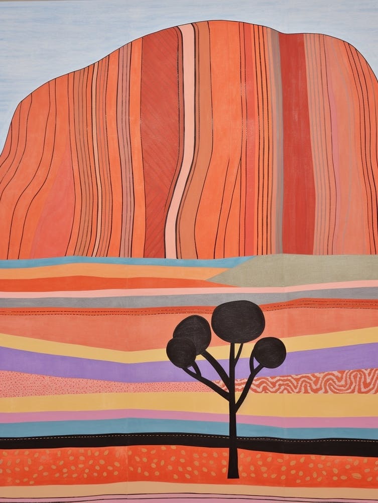 Uluru Australia 2 Colourful Mountain Illustration