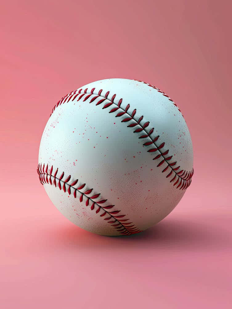 Baseball Ball On Pink Background