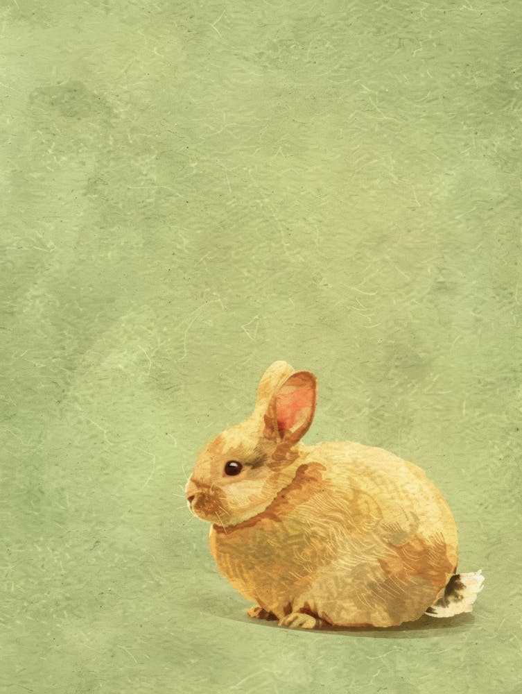 Rabbit On A Green Background