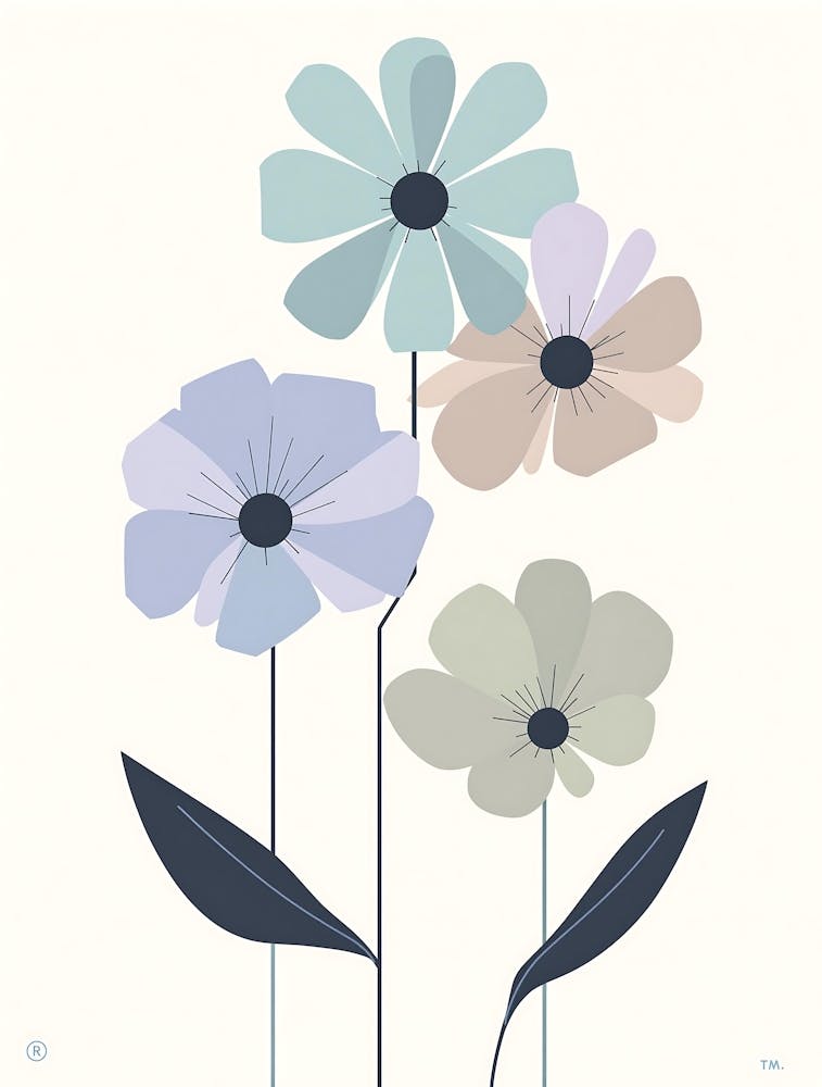 Pastel Garden Blooms with Subtle Details